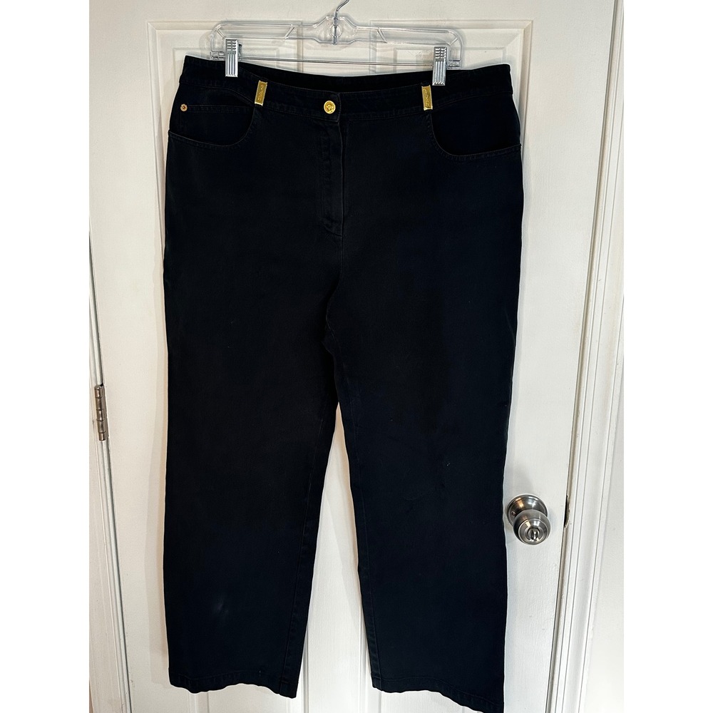 St John Sport Basics Pants Size 16‎ Black Cotton Blend Classic Career